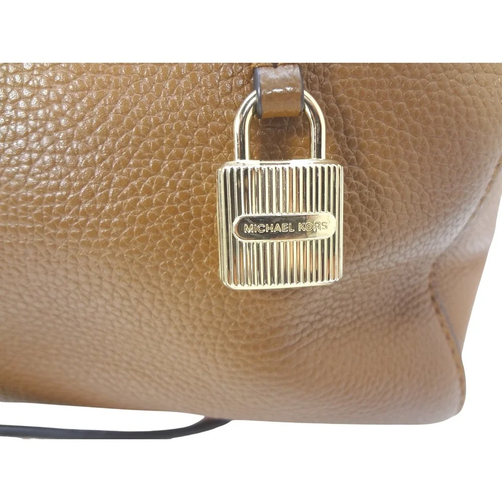 Michael Kors Mercer Medium Duffel Satchel Shoulder Bag Pebbled Leather Camel - Picture 3 of 8